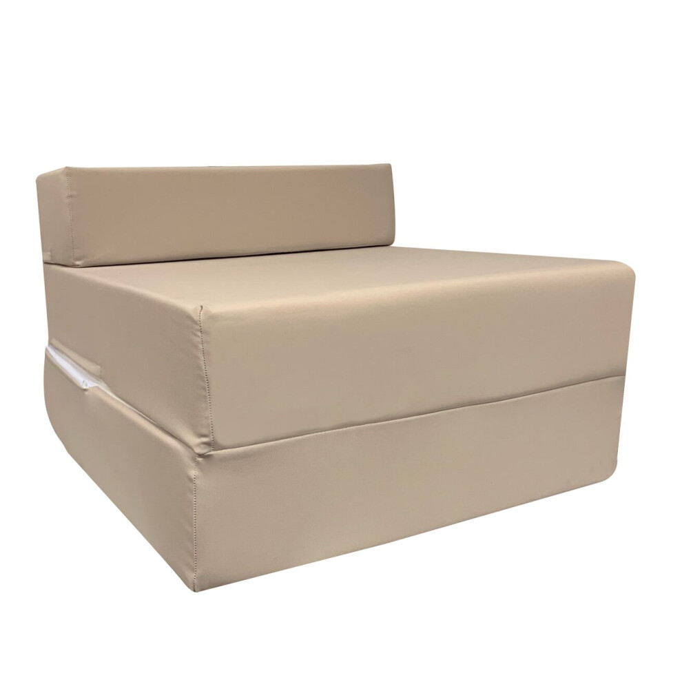 (Beige ) Cotton Twill Single Chairbed Z Bed Guest FoldOut Futon Sofa Bed