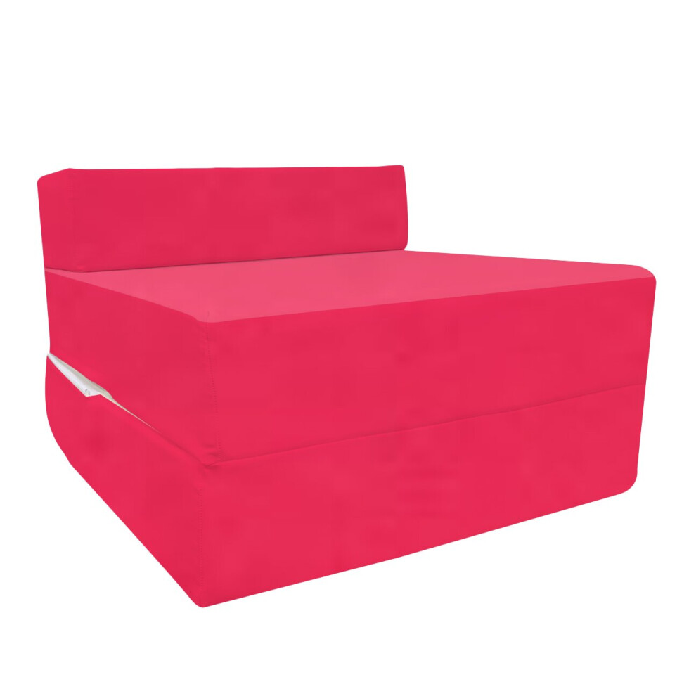 (Pink) Cotton Twill Single Chairbed Z Bed Guest FoldOut Futon Sofa Bed