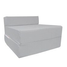 (Grey) Cotton Twill Single Chairbed Z Bed Guest FoldOut Futon Sofa Bed