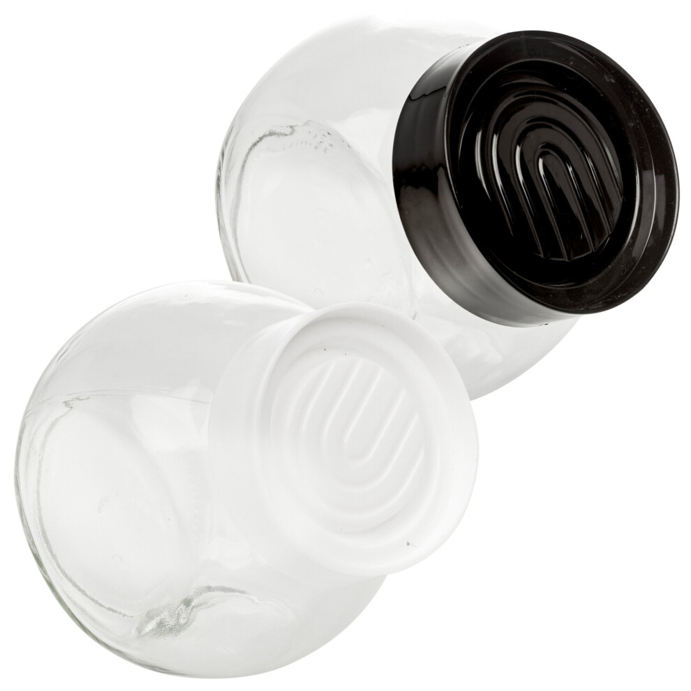 (One 500ml and One 700ml) Clear Glass Storage Jars With Lid Airtight Food Containers Kitchen Organisation