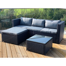 (Black) Victoria Rattan Garden Furniture Lounge Set
