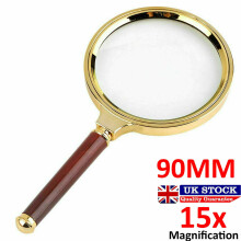Large 90mm Handheld Magnifying Glass 15x Magnifier Loupe Reading