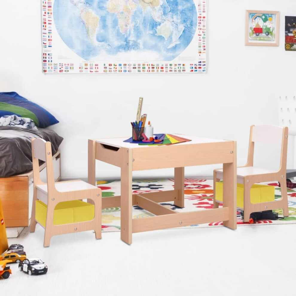 vidaXL Children's Table with 3 Chairs White MDF Kids Baby Furnitures Sets