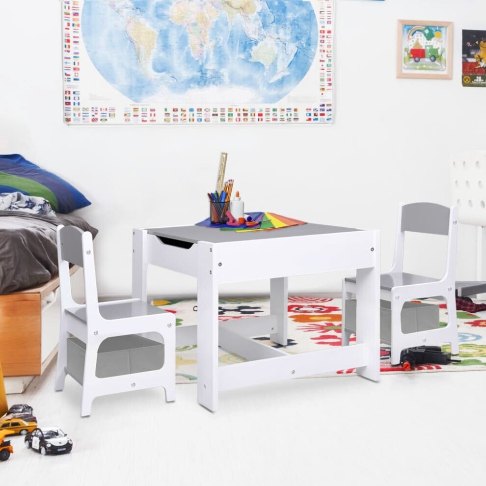 vidaXL Children's Table with 2 Chairs White MDF Kids Baby Furnitures Sets