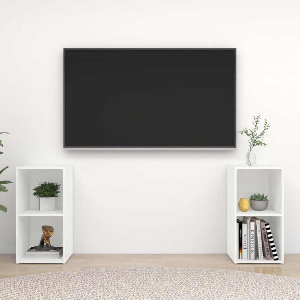 Vidaxl 2X Tv Cabinets White 72X35x36.5 Cm Chipboard Home Furniture Tv Stand