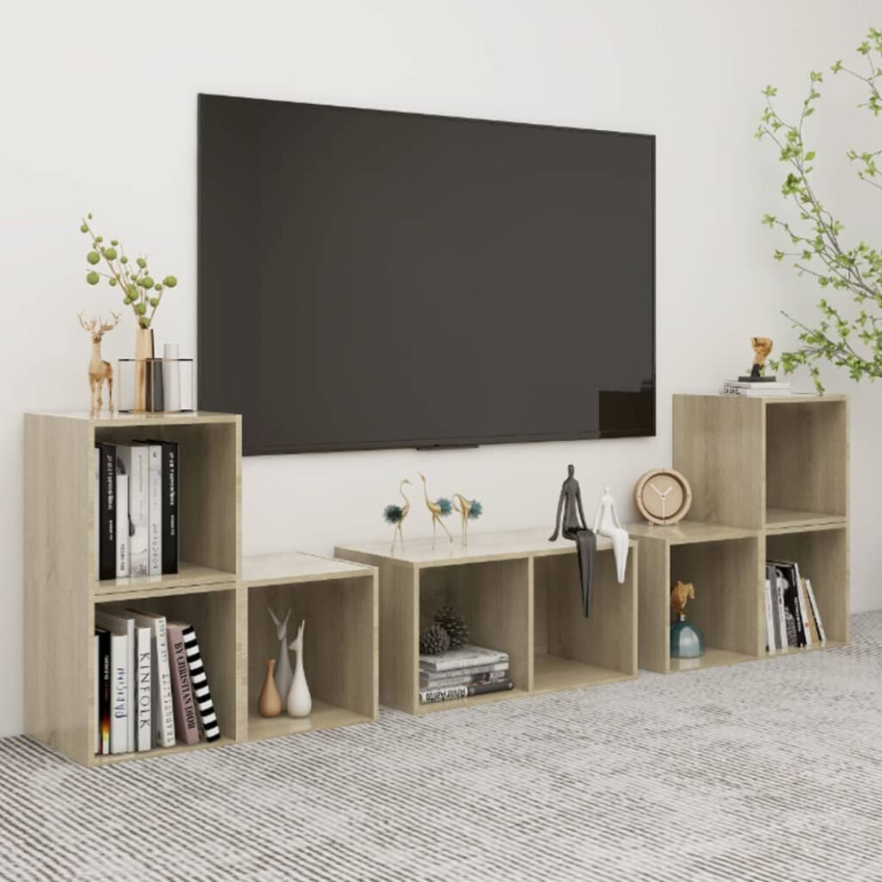 vidaXL TV Cabinet Set 6 Piece Sonoma Oak Engineered Wood TV Unit Hifi Cabinet