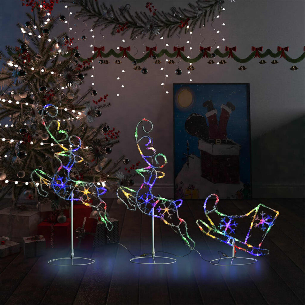 Vidaxl Acrylic Christmas Flying Reindeer&Sleigh Colourful Lighted Reindeer Set