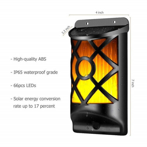4 x Solar Powered Wall Light 66 LED Garden Lamp 1