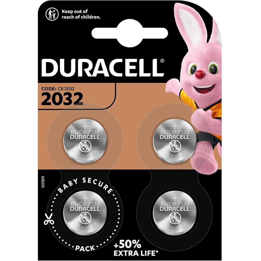 2032 Lithium Coin Battery 3V4 Pack W/ Baby Secure Technology For Keyfobs Scales Wearables Medical Devices DL2032/CR2032