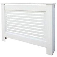 Kensington Modern MDF Radiator Cover - White Grey Horizontal Slat Cabinet, Wall-Mounted for Living Room, Bedroom & Hallway