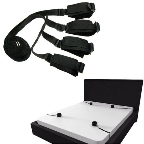 Under the Bed Restraints with Mask - Black Bondage Kit