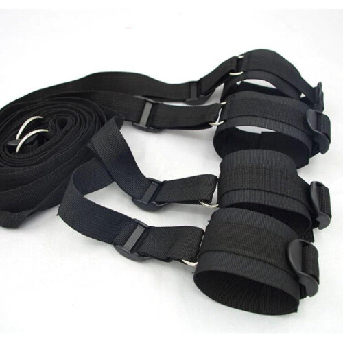 Under the Bed Restraints with Mask - Black Bondage Kit 1