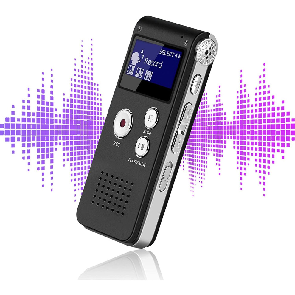 Digital Recorder Voice Activated Recorder Lectures Meetings Double Mic/Noise Reduction Portable Mini Tape Dictaphone 8GB