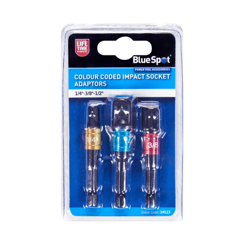 BlueSpot BlueSpot 14113 Colour Coded Impact Socket Adaptors (1/4"-3/8"-1/2")