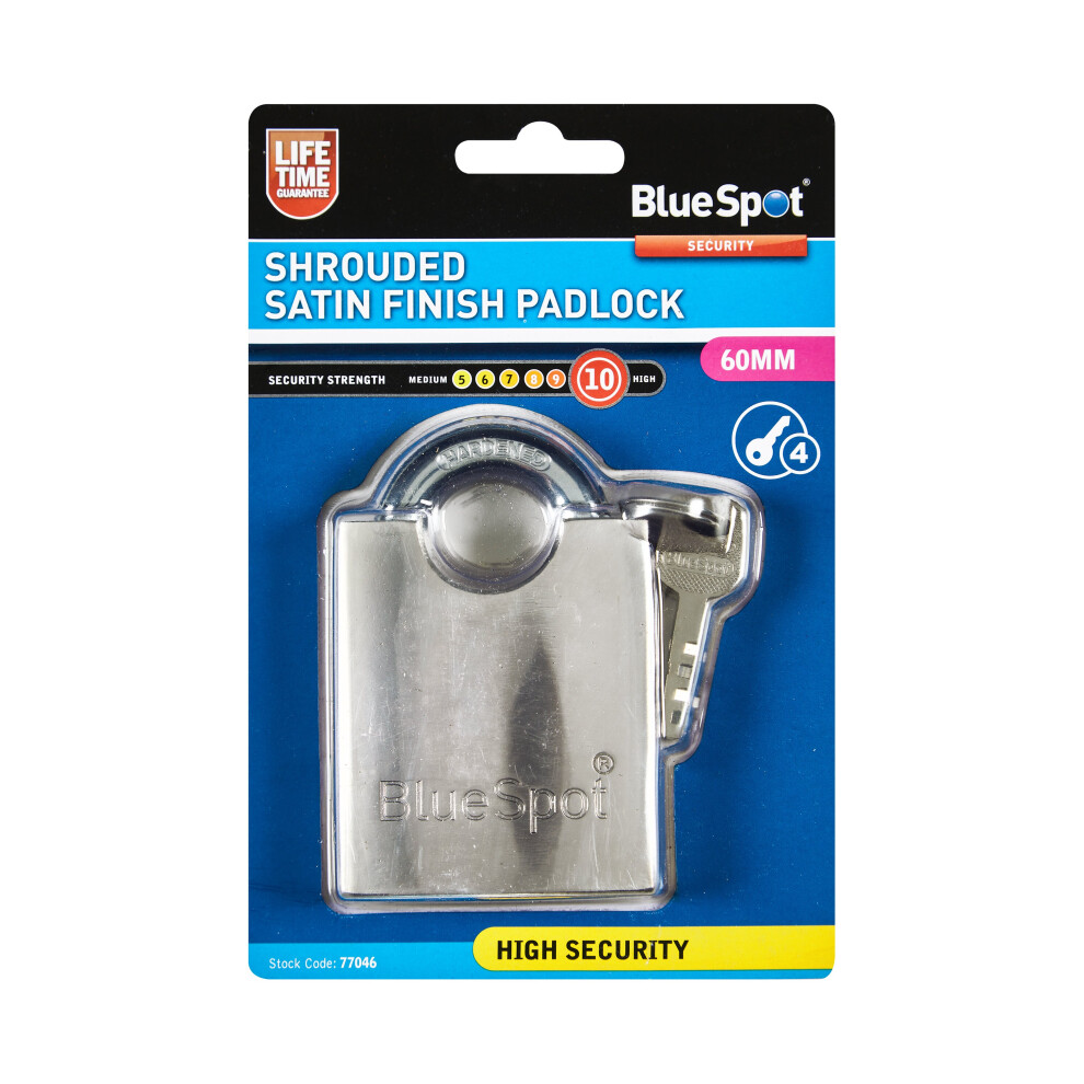 BlueSpot 77042 40mm Shrouded Satin Finish Padlock