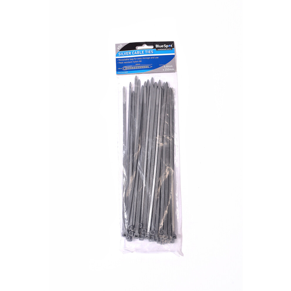 BlueSpot 40058 50 Piece 7.5mm x 450mm White Cable Ties