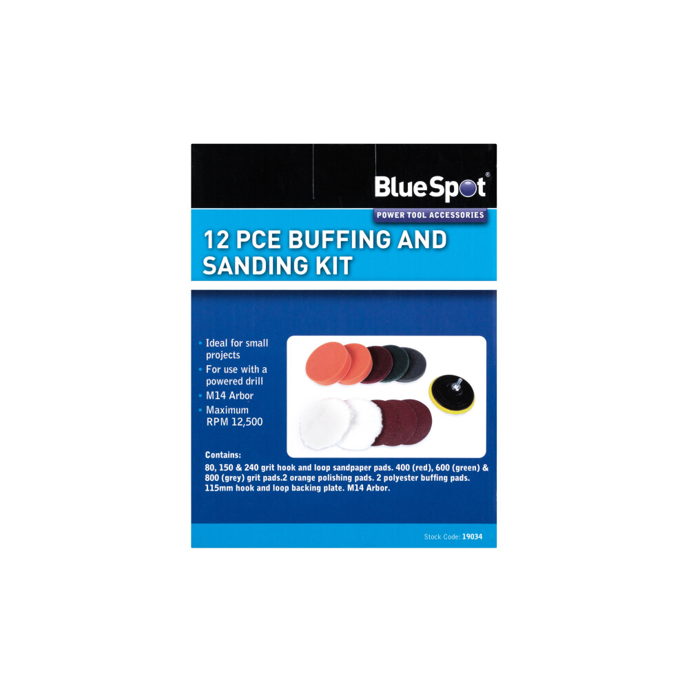 BlueSpot 19034 12 Piece Buffing and Sanding Kit