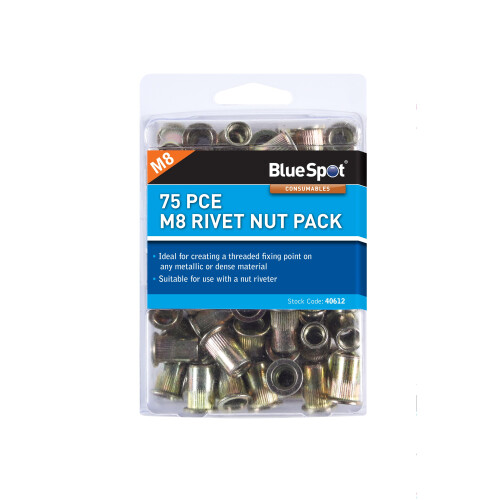 BlueSpot BlueSpot 40610 120 Piece M6 Rivet Nut Pack