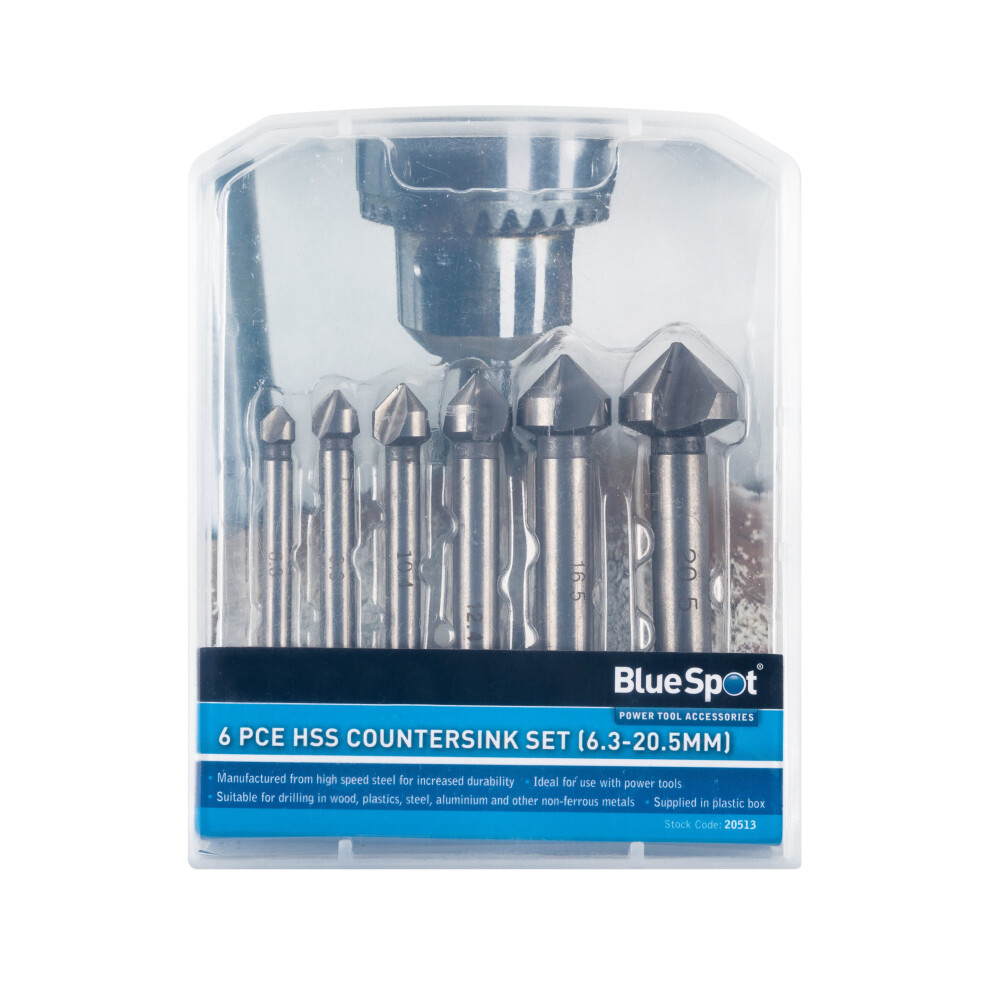 BlueSpot 20513 6 Piece HSS Countersink Set (6.3-20.5mm)