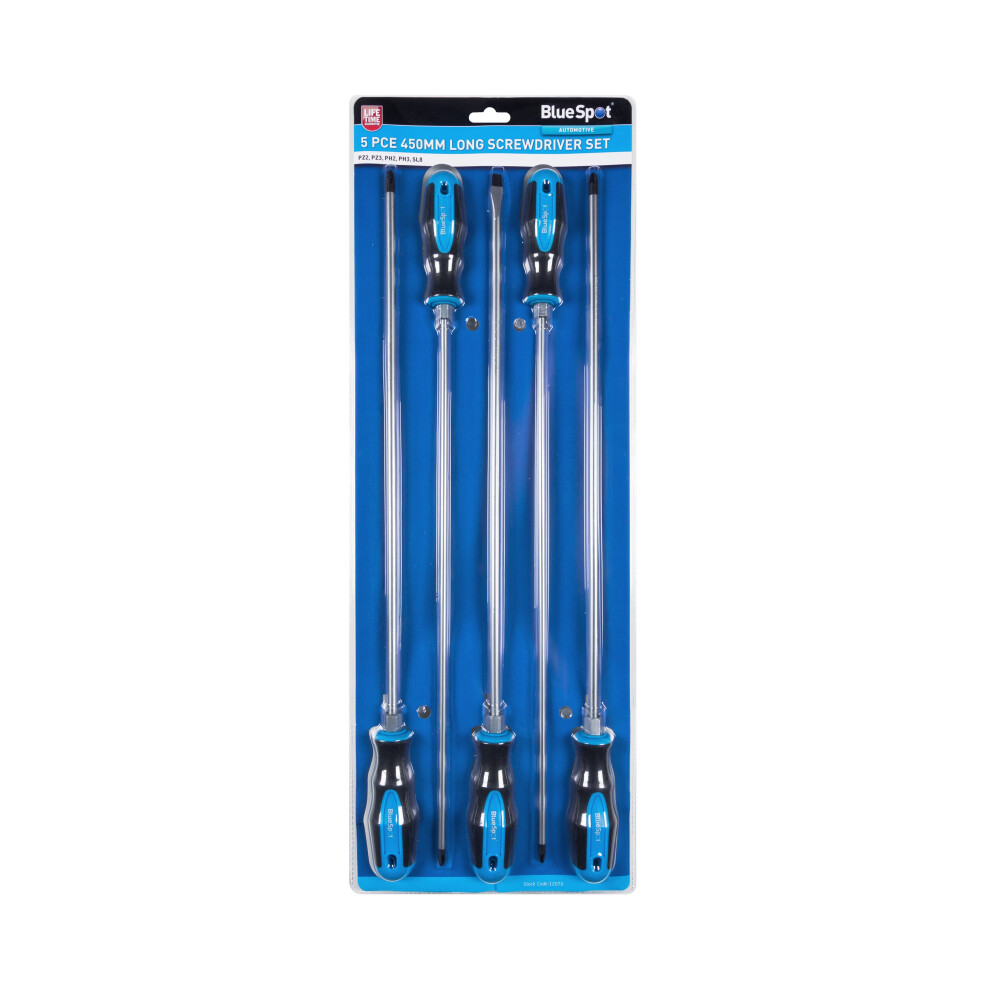 BlueSpot 12070 5 Piece 450mm (18") Long Screwdriver Set