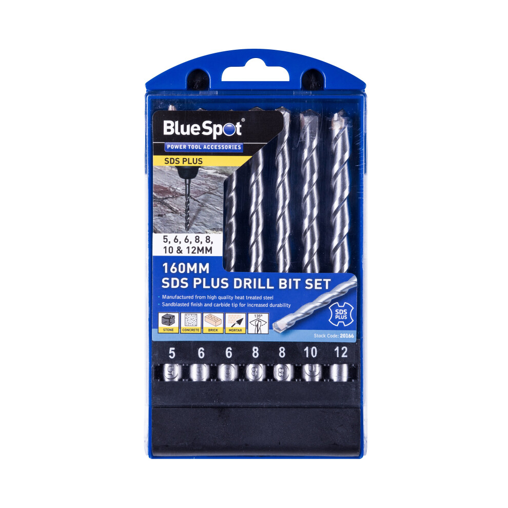 BlueSpot 20166 7 Piece 160mm SDS Plus Drill Bit Set (5-12mm)