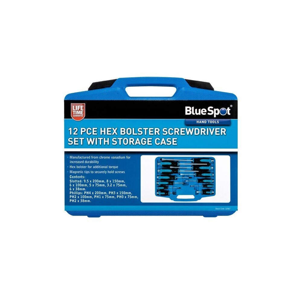 BlueSpot 12067 12 Piece Hex Bolster Screwdriver Set