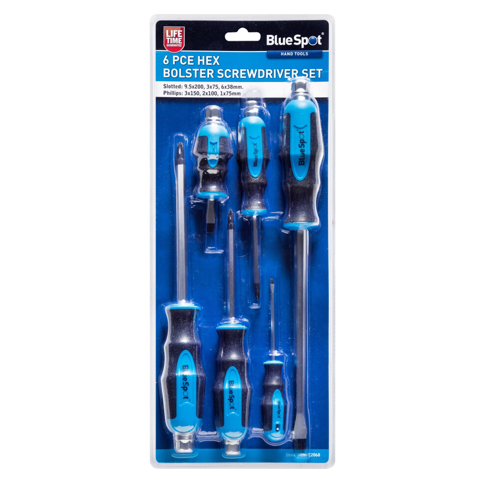BlueSpot 12068 6 Piece Hex Bolster Screwdriver Set