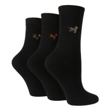 WILDFEET - 5er Pack Damen Baumwolle Einfarbig Bestickt Socken mit Tiere Motiv | Wild Feet