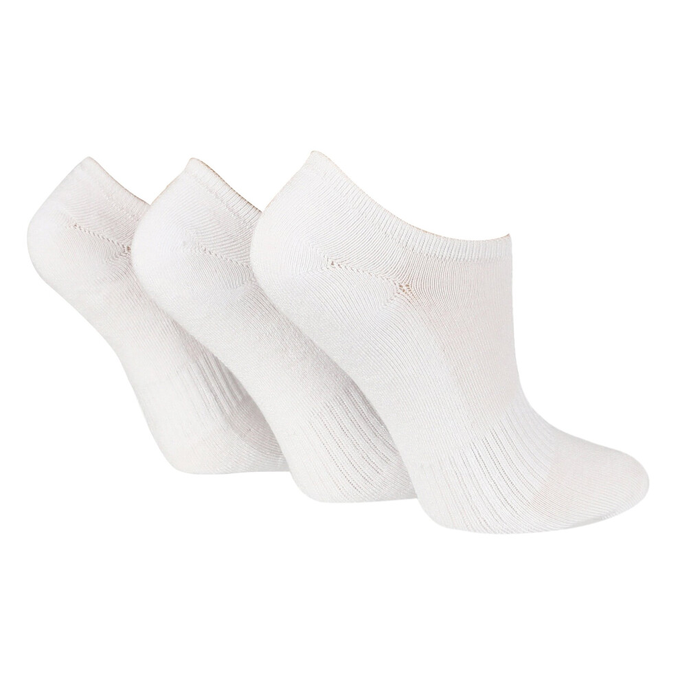 (White) Wild Feet - 3 Pack Ladies Bamboo Low Cut Trainer Ankle Socks