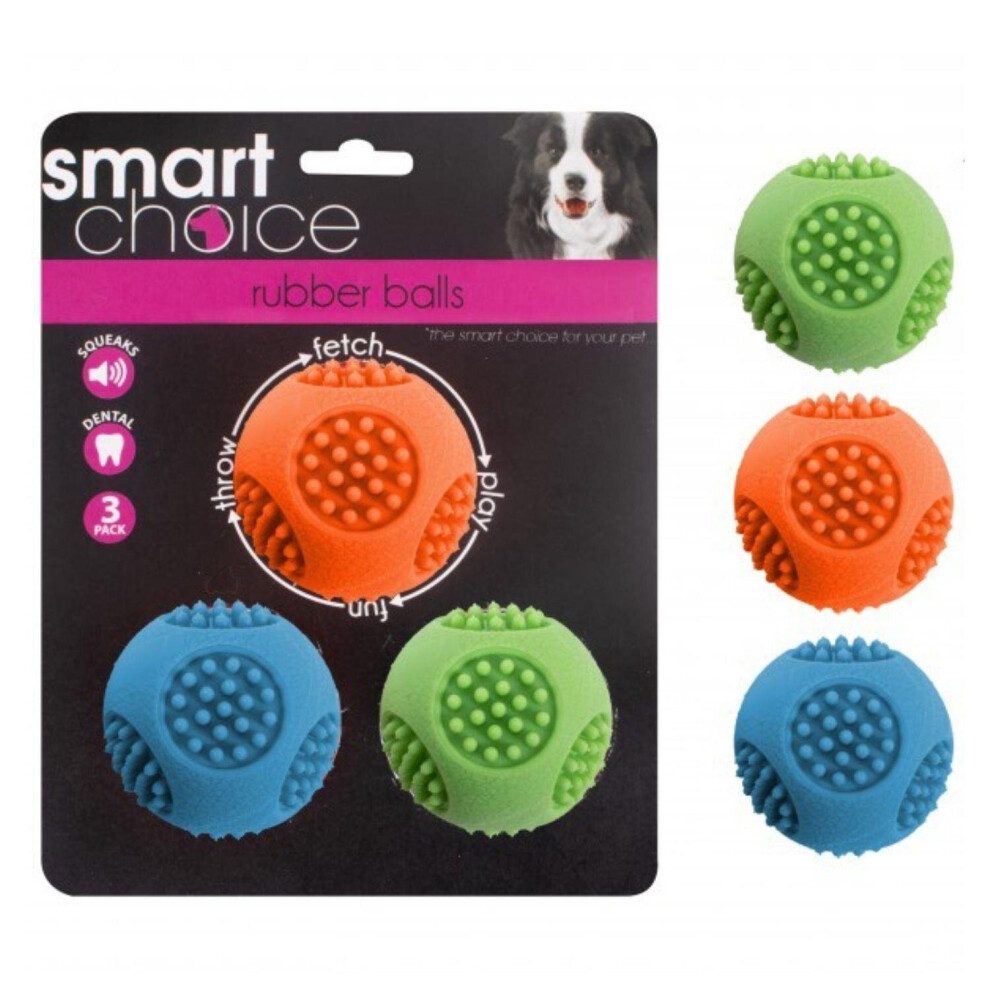 Dog Tennis Balls Squeak Rubber Dental Game Of Fetch Pack Of 3