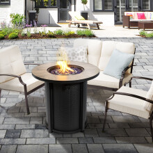 Teamson Home Outdoor Garden Tall Round Propane Gas Fire Pit Table
