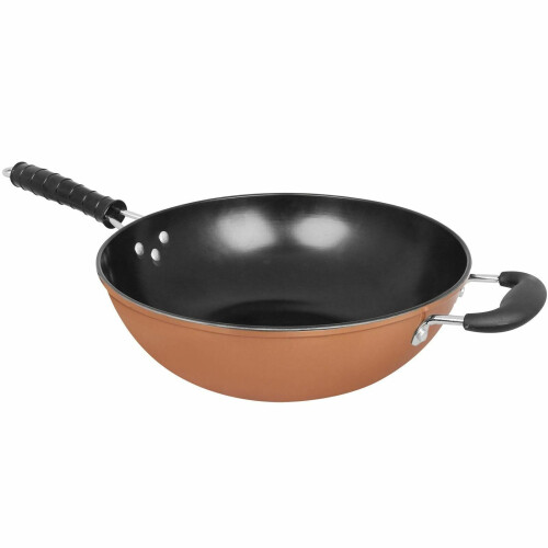 Gr8 Home Copper Carbon Steel Wok Non Stick Pan 30cm