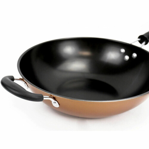 Gr8 Home Copper Carbon Steel Wok Non Stick Pan 30cm 1