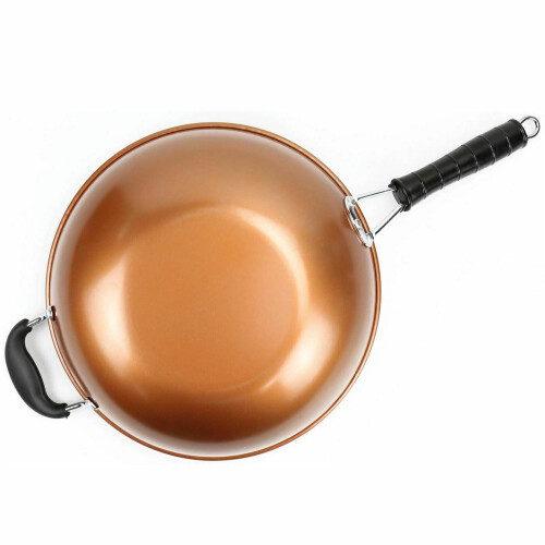 Gr8 Home Copper Carbon Steel Wok Non Stick Pan 30cm 2