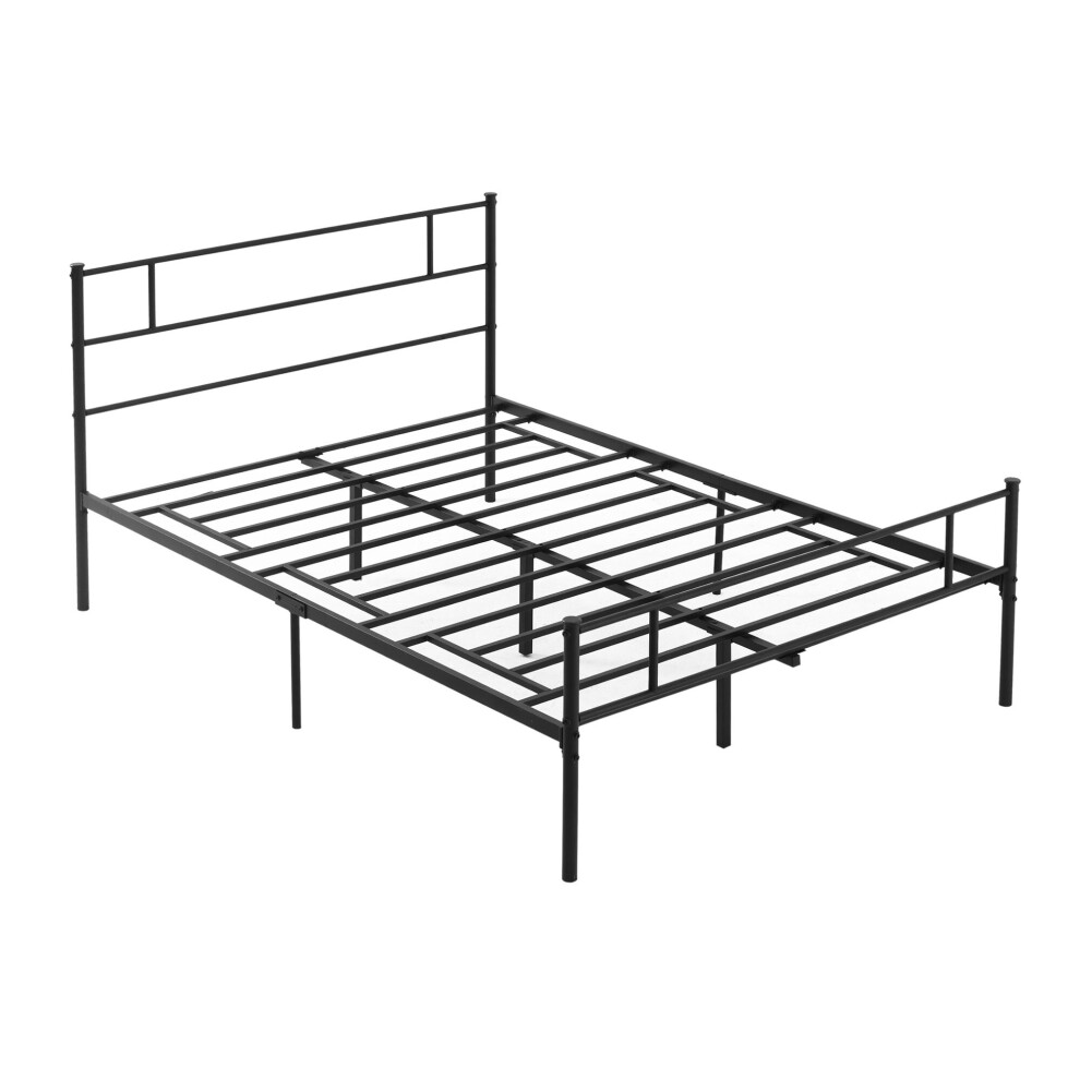 Metal Bed Frame Solid Bedstead Base With Headboard And Footboard