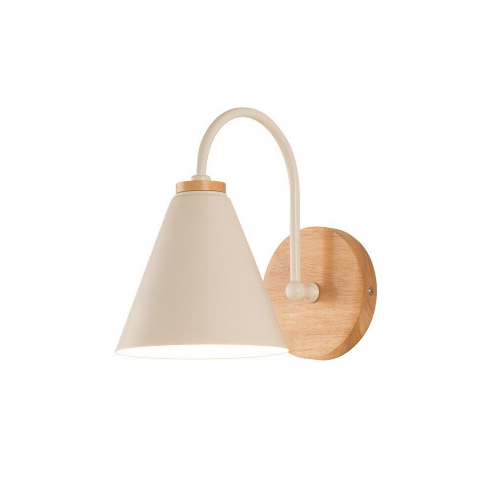 ((White)) Modern Wooden Wall Light Minimalist Nordic Wall Lamp Retro Wall Sconce E27 for Living Room Bedroom Study Porch Corridor