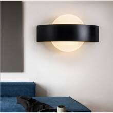 Modern Led Wall Light Black Nordic Wall Sconce Creative Round Wall Lamp Warm White for Bedroom Bar Office Cafe