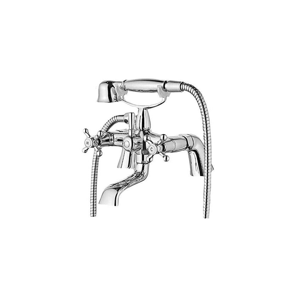 Victorian Traditional Bath Bathtub Mixer Tap with Shower Dual Lever Bathtub Taps Mixer Shower Handset Bathroom