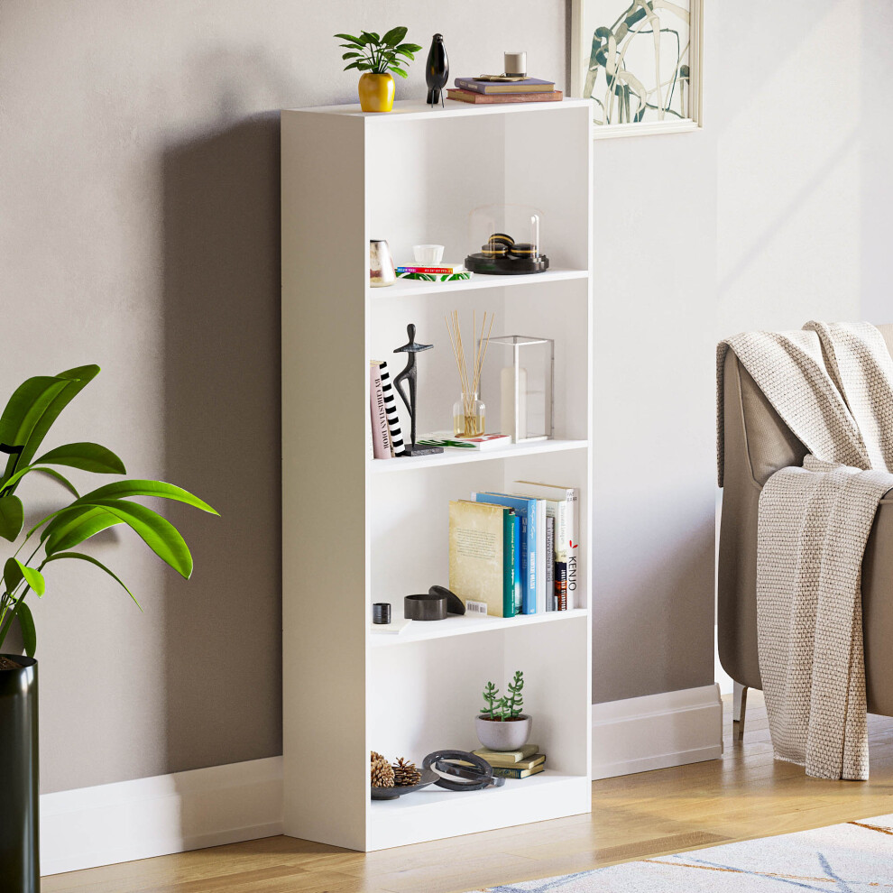 Vida Designs (White) Cambridge 4 Tier Bookcase Shelf Office Storage White