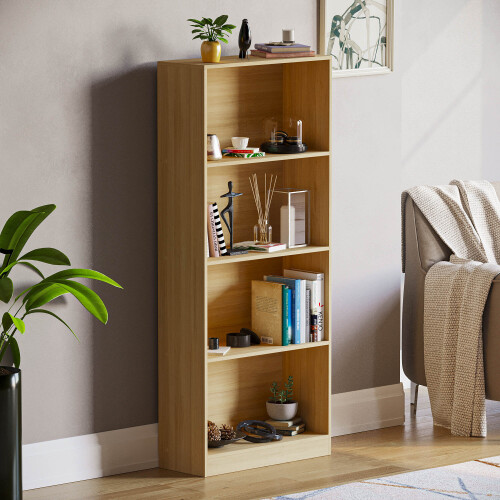 Vida Designs (Oak) Cambridge 4 Tier Bookcase Shelf Office Storage