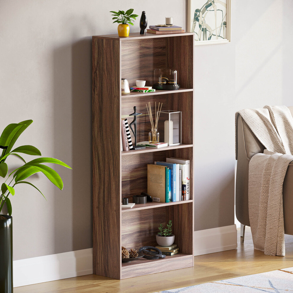 (Walnut) Cambridge 4 Tier Bookcase Bookshelf Office Storage