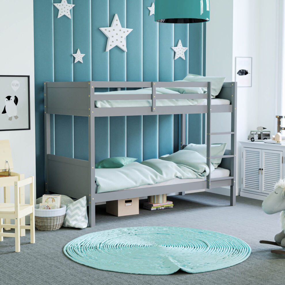 (Grey) Gemini Bunk Bed Detachable High Sleeper Pine Wood