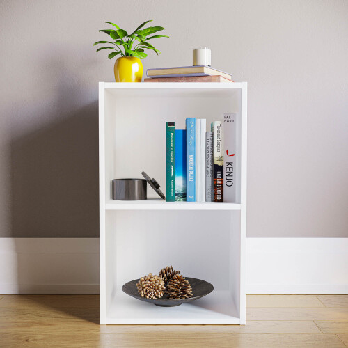 Home Discount (White) Oxford 2 Tier Cube Bookcase Modern Storage Unit 2