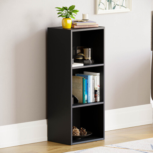 Home Discount (Black) Oxford 3 Tier Cube Bookcase Library Shelving Unit