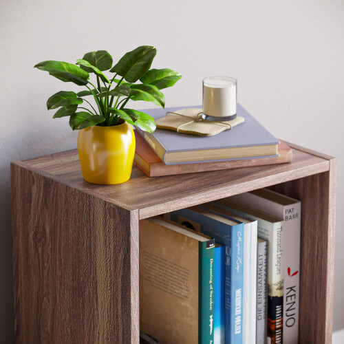 Home Discount (Walnut) Oxford 2 Tier Cube Bookcase Modern Storage Unit 2