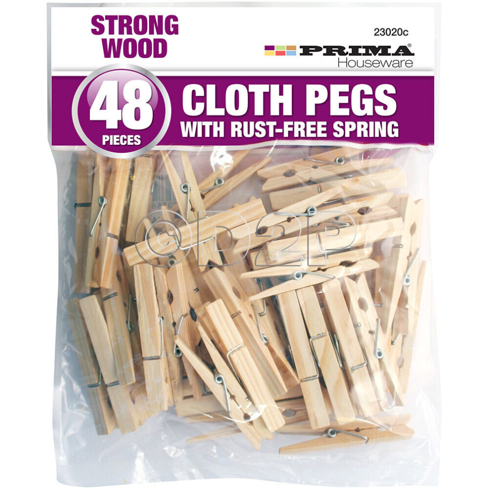 96PC HEAVY DUTY WOODEN CLOTHES PEGS LAUNDRY WASHING LINE CLIPS PEG NEW