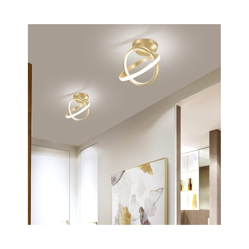 2X Modern Led Ceiling Light Gold Nordic Style Chandelier Circle Design Ceiling Lamp for Bedroom, Kitchen, Corridor, Restaurant, Balcony, Cold White