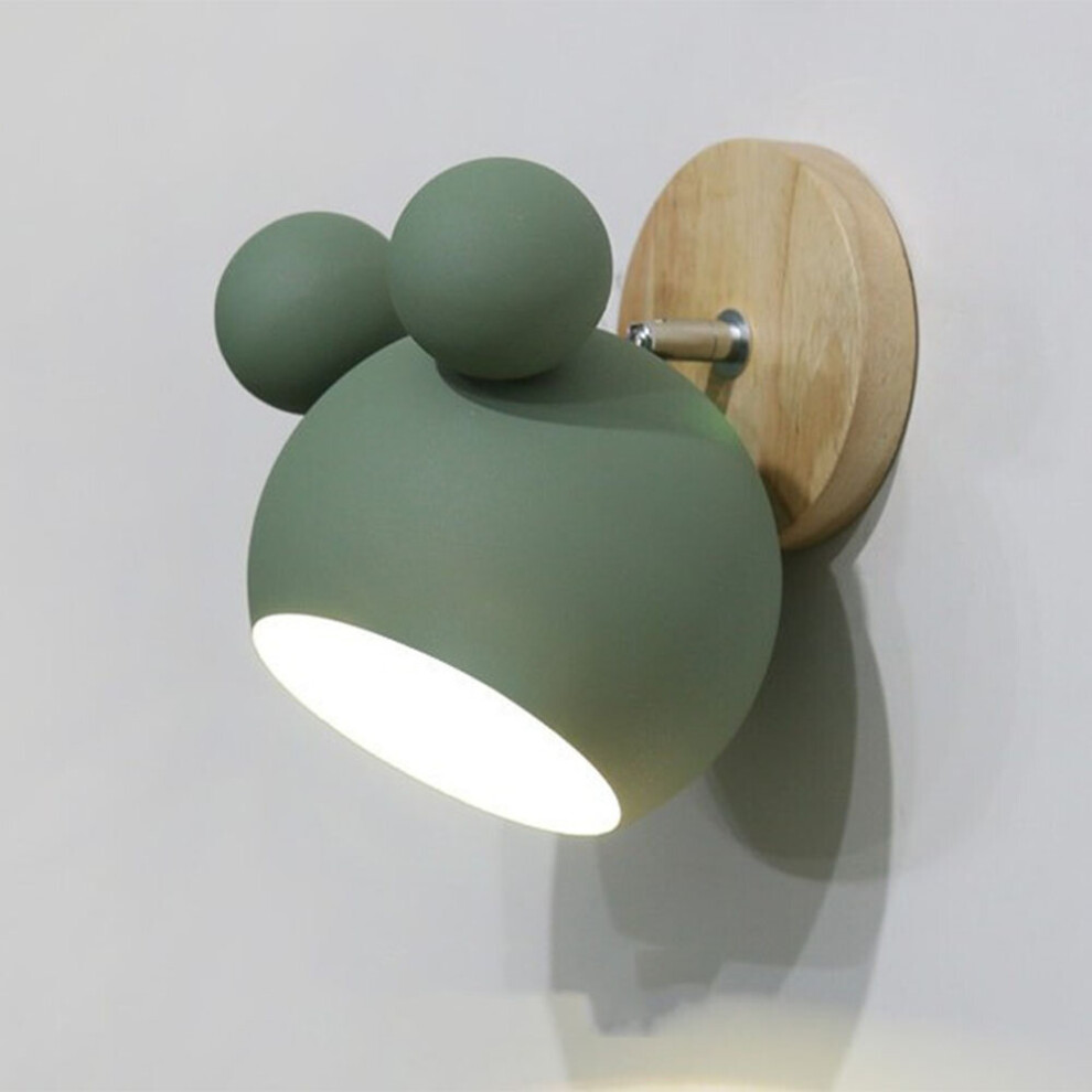 (Green) Nordic Wall Lamp Cartoon Wall Sconce Creative Mickey Wall Light Simple Personality Wall Light for Living Room Bedroom Children'S Room