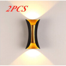 2X Modern Led Wall Light Indoor Aluminium Metal Wall Lamp 3000K Warm White Wall Sconce (Black Gold) for Hallway, Bedside, Garden, Living Room