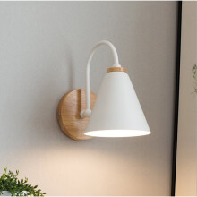 Moderne Houten Wandlamp (Wit) Retro Wandlamp Minimalistische Scandinavische Wandlamp E27 voor Woonkamer Slaapkamer Studie Portiek Gang